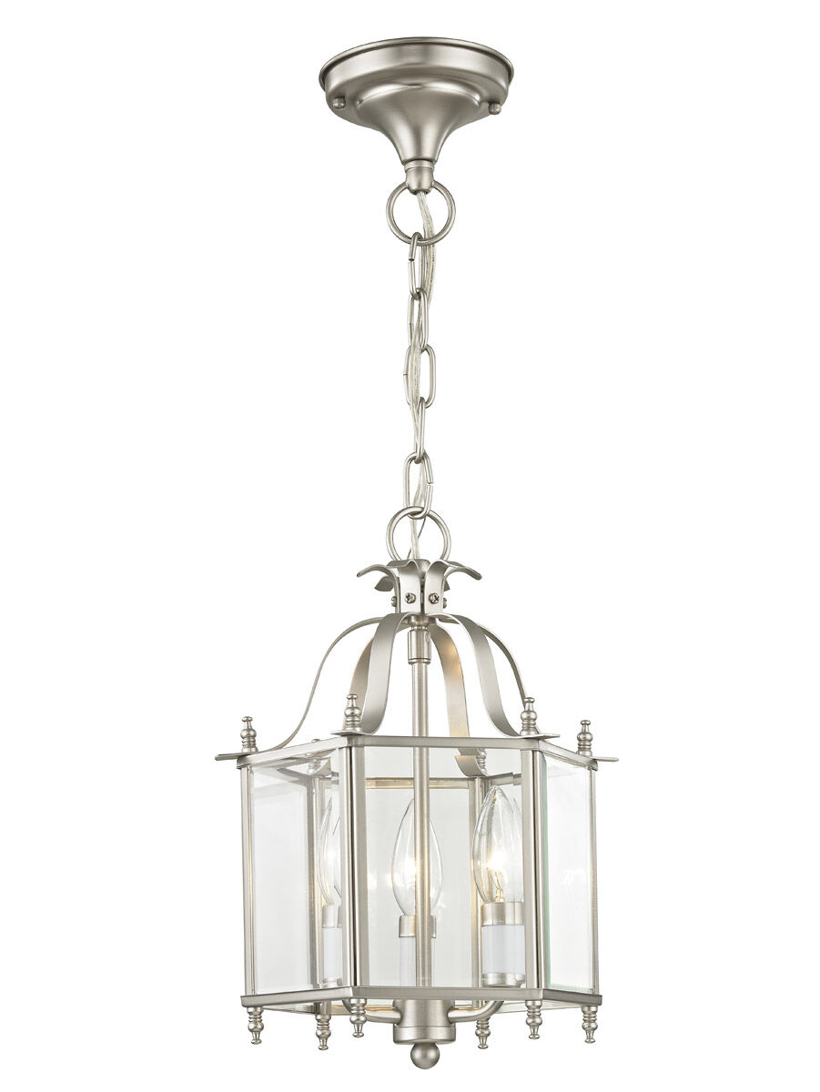 Livingston 3 Light 10 inch Brushed Nickel Convertible Mini Pendant/Ceiling Mount Ceiling Light