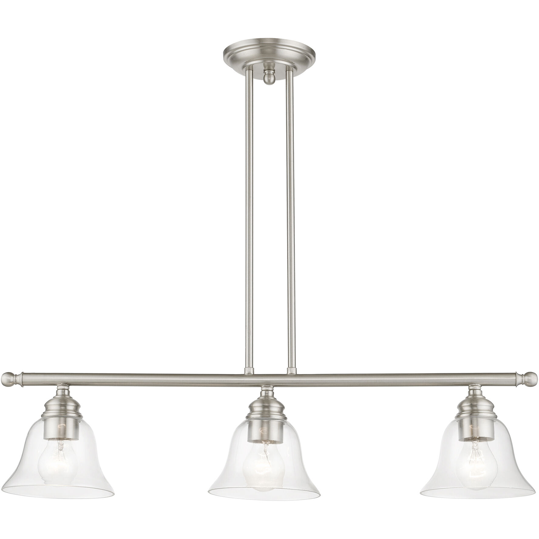 Moreland 3 Light 30 inch Brushed Nickel Linear Chandelier Ceiling Light