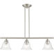 Moreland 3 Light 30 inch Brushed Nickel Linear Chandelier Ceiling Light