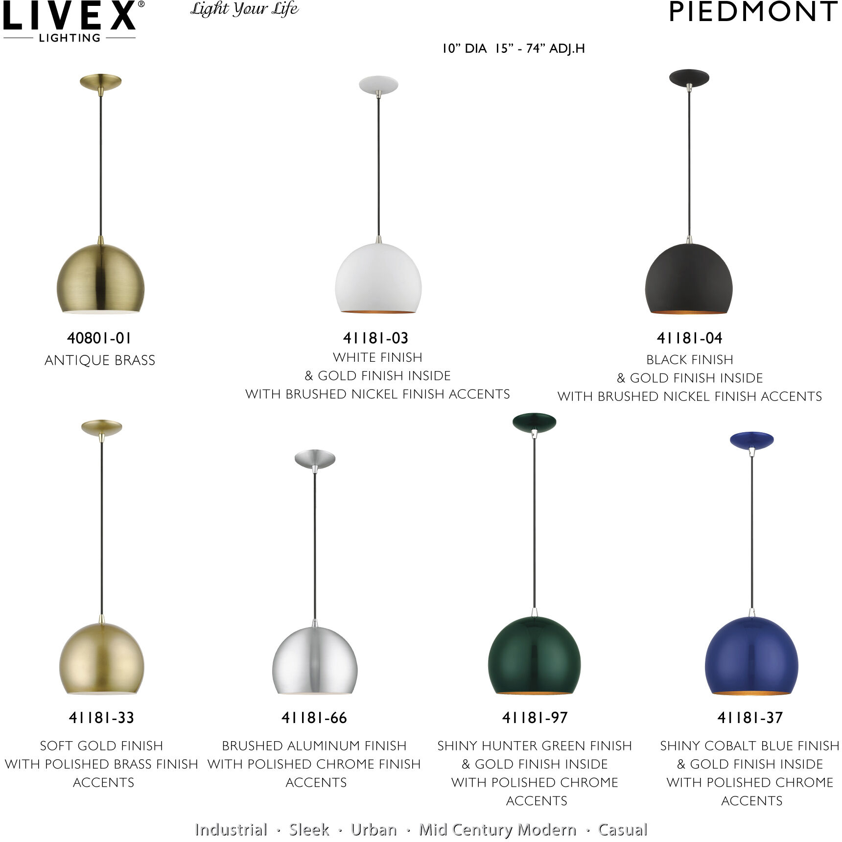 Piedmont 1 Light 10 inch Shiny Hunter Green with Polished Chrome Accents Pendant Ceiling Light