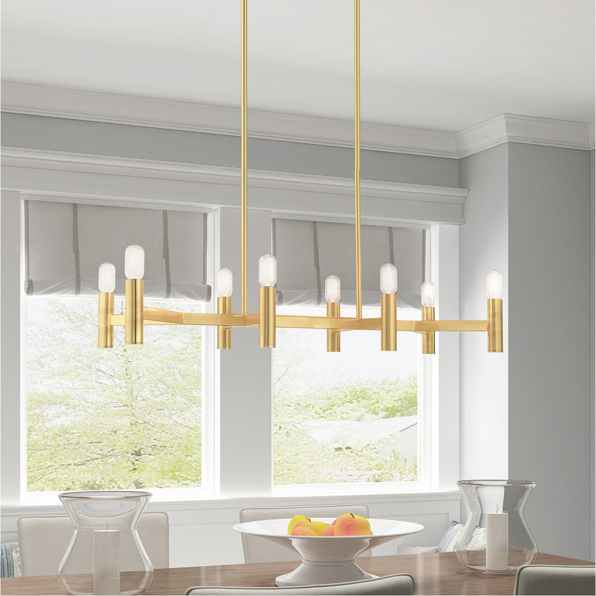 Copenhagen 8 Light 40 inch Satin Brass Linear Chandelier Ceiling Light