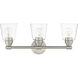 Catania 3 Light 23 inch Brushed Nickel Vanity Sconce Wall Light