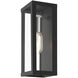 Gaffney 1 Light 11 inch Black with Brushed Nickel Finish Accents Outdoor Wall Lantern in Black with Brushed Nickel Accent, Medium