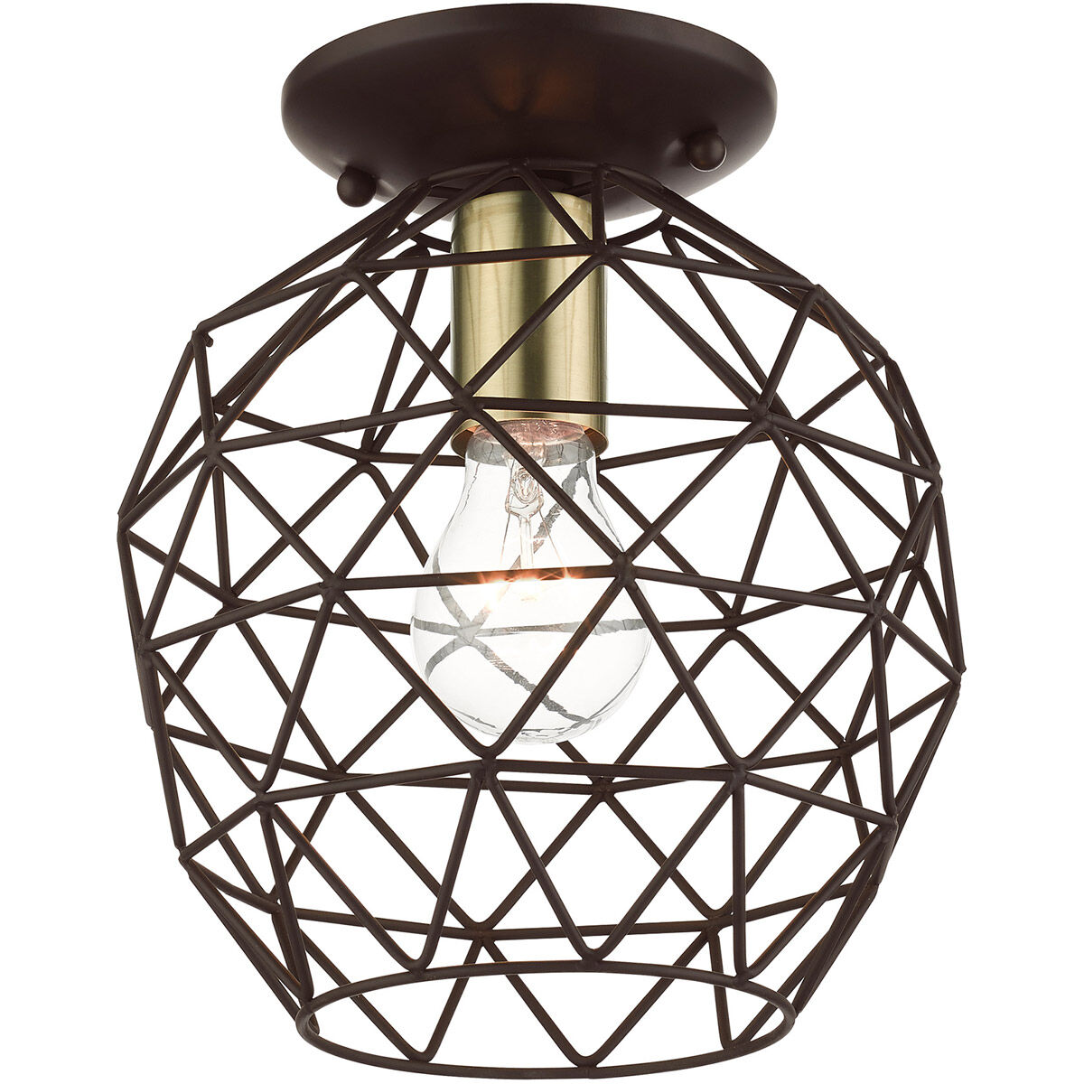 Geometrix 1 Light 8 inch Bronze Flush Mount Ceiling Light