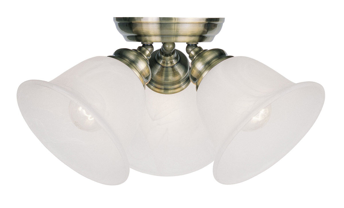 Essex 3 Light 15 inch Antique Brass Semi-Flush Mount Ceiling Light