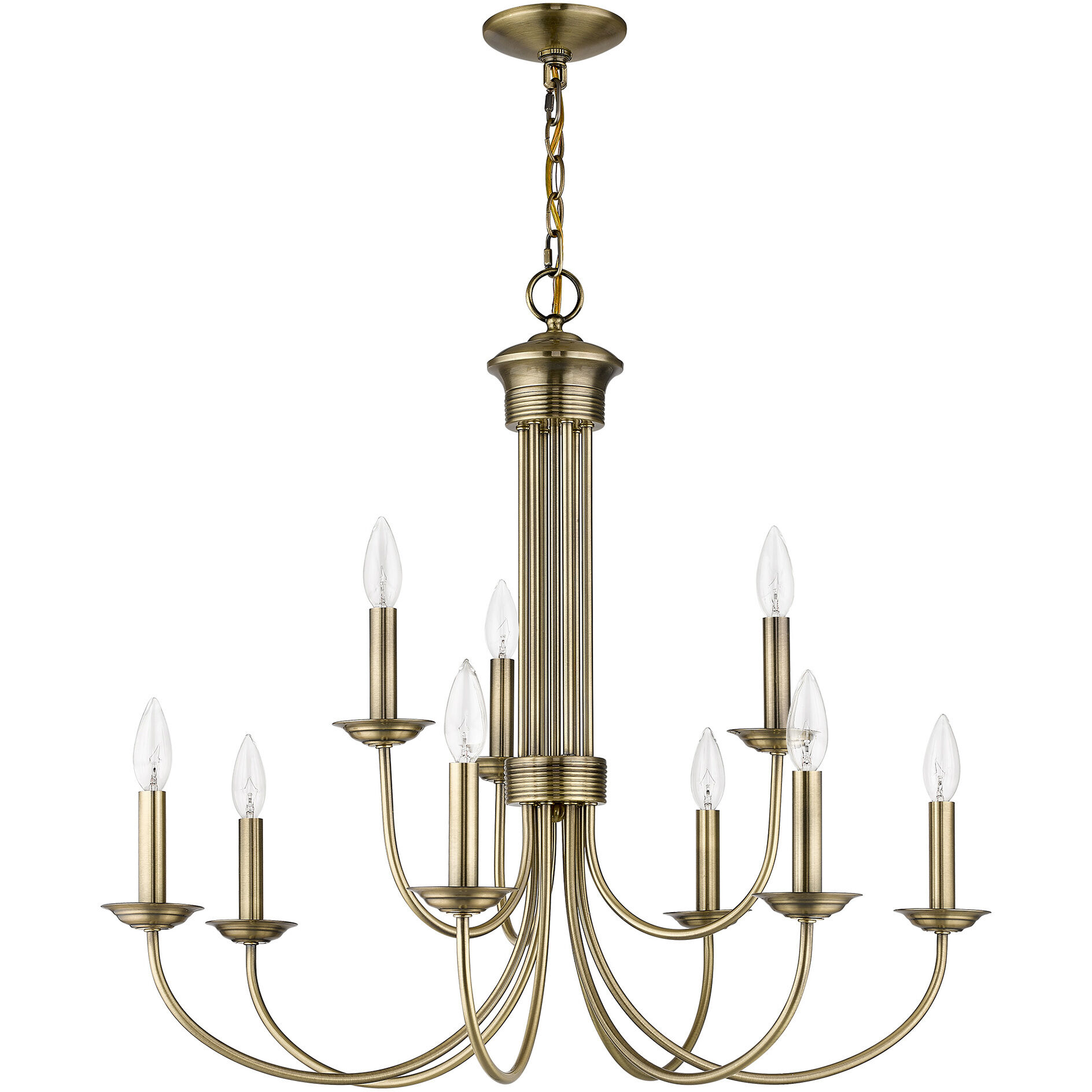 Estate 9 Light 30 inch Antique Brass Chandelier Ceiling Light