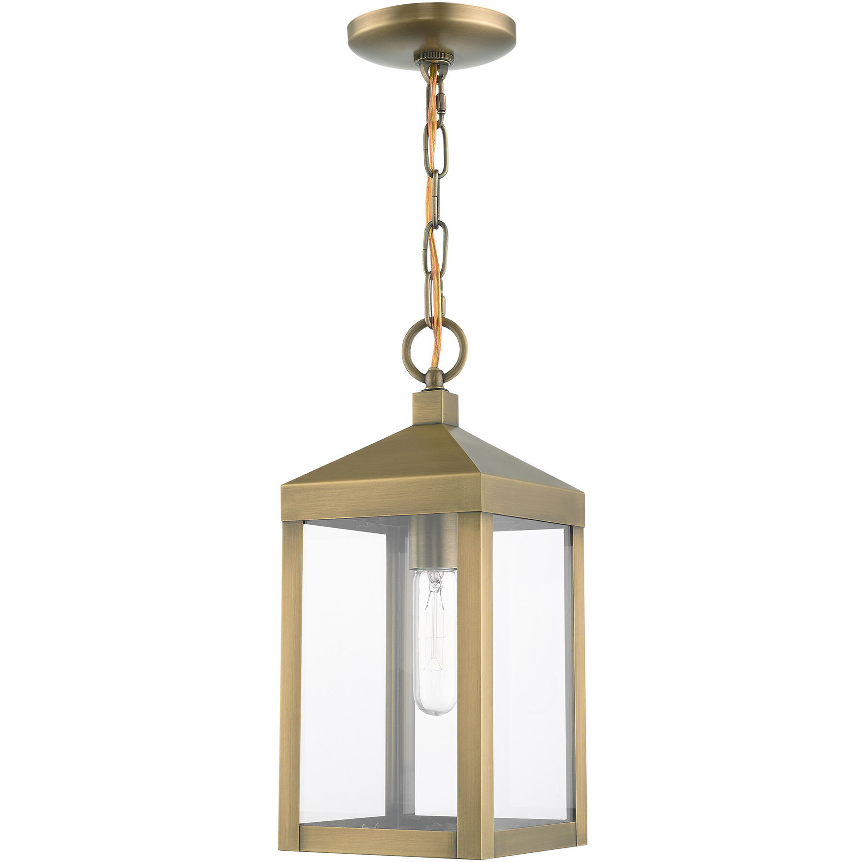 Nyack 1 Light 6 inch Antique Brass Outdoor Pendant Lantern