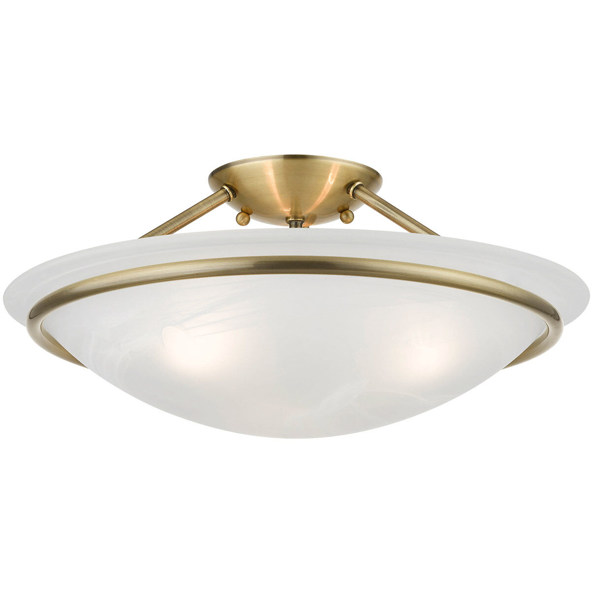 Newburgh 3 Light 16 inch Antique Brass Semi-Flush Ceiling Light