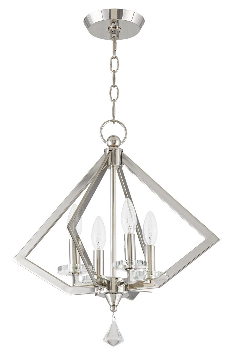 Diamond 4 Light 18 inch Polished Nickel Mini Chandelier Ceiling Light