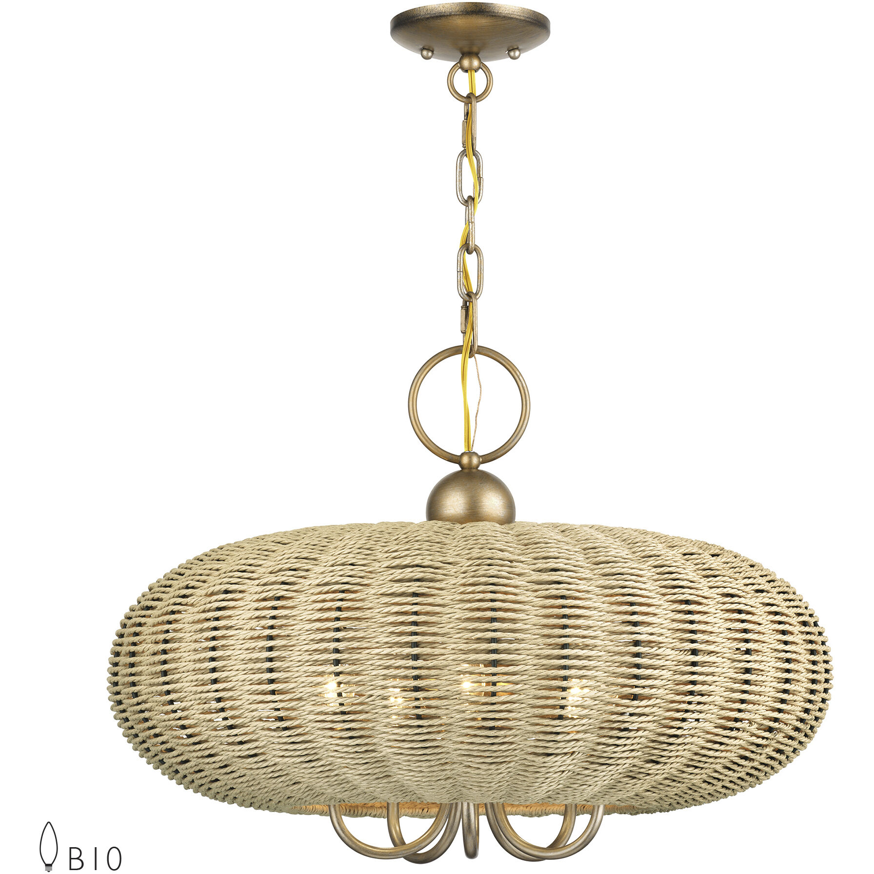 Summervine 5 Light 22 inch Antique Gold Leaf Pendant Chandelier Ceiling Light