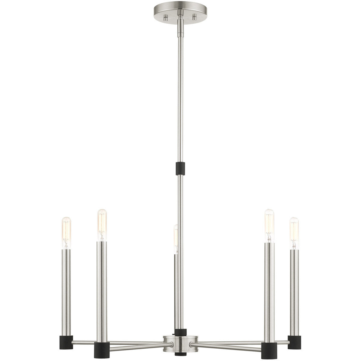 Karlstad 5 Light 24 inch Brushed Nickel with Satin Brass Accents Chandelier Ceiling Light
