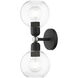 Downtown 2 Light 6.5 inch Black with Brushed Nickel Accents Vanity Sconce Wall Light, Sphere