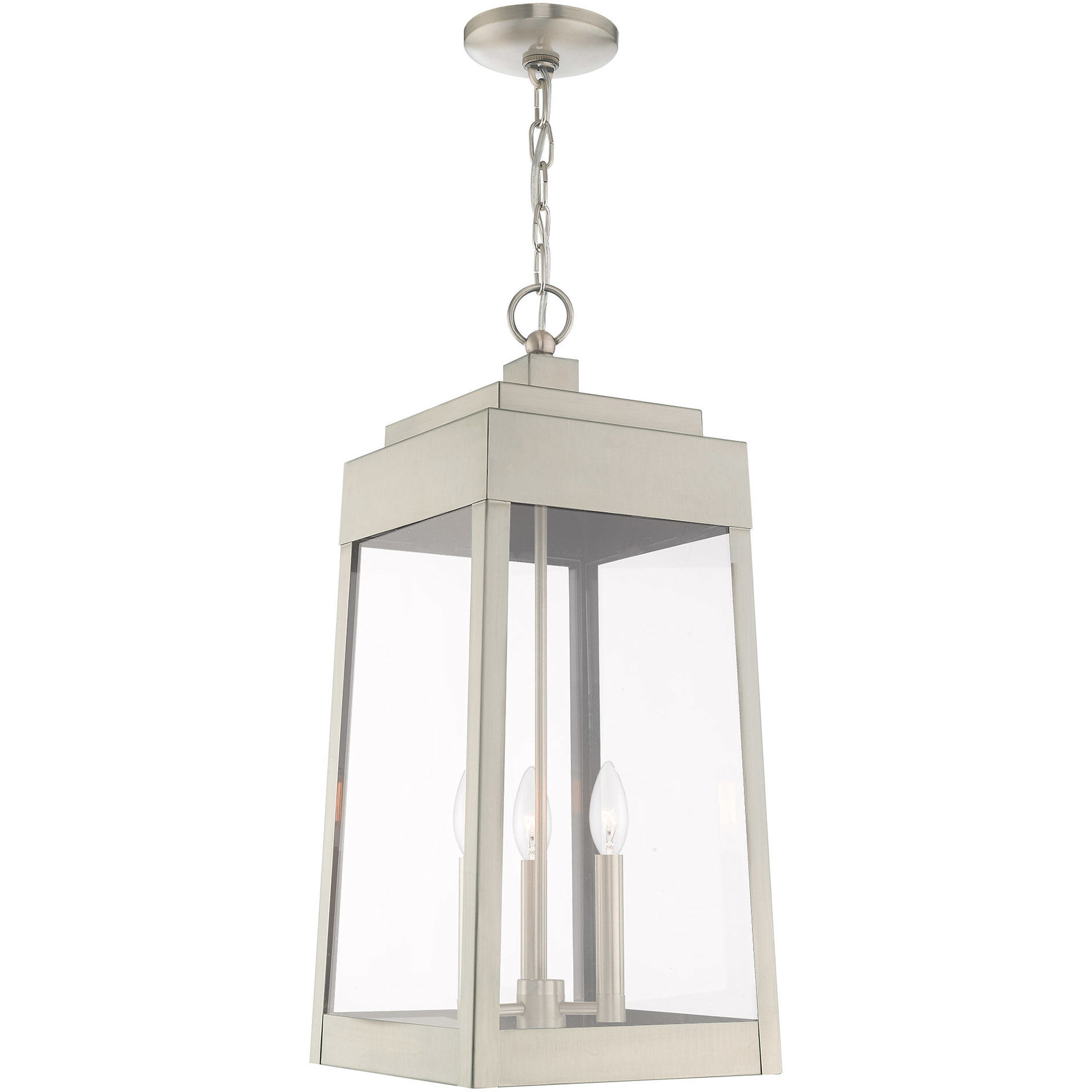 Oslo 3 Light 11 inch Brushed Nickel Outdoor Pendant Lantern