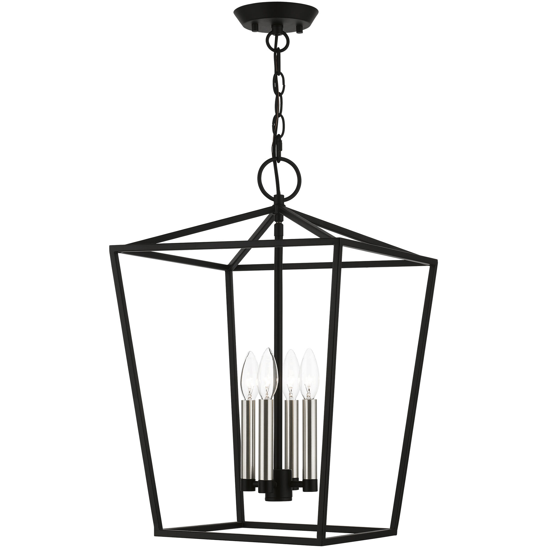Devone 4 Light 15 inch Black with Brushed Nickel Accents Chandelier Ceiling Light