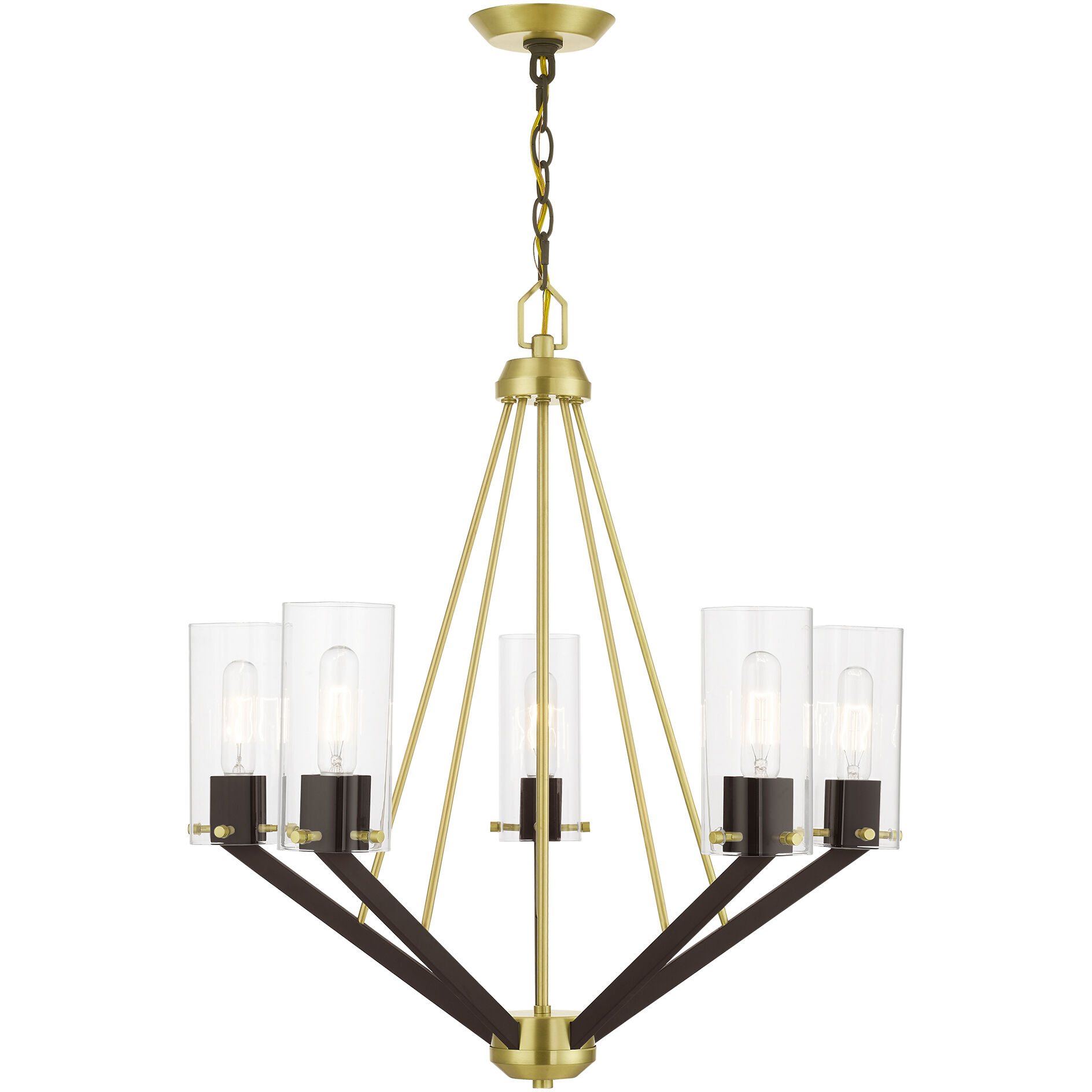Beckett 5 Light 26 inch Satin Brass & Bronze Chandelier Ceiling Light