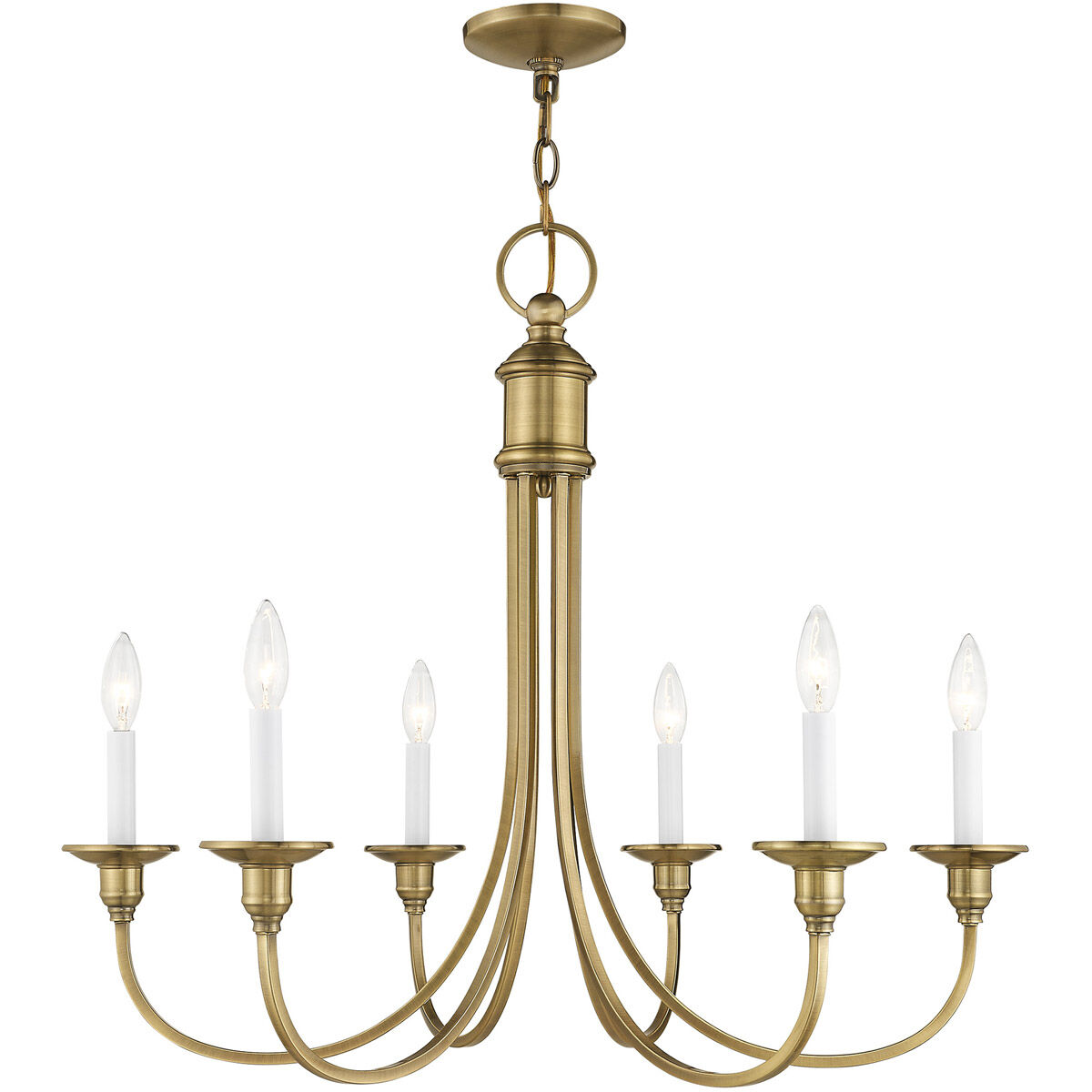 Cranford 6 Light 26 inch Antique Brass Chandelier Ceiling Light