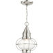 Newburyport 1 Light 9 inch Brushed Nickel Outdoor Pendant Lantern 