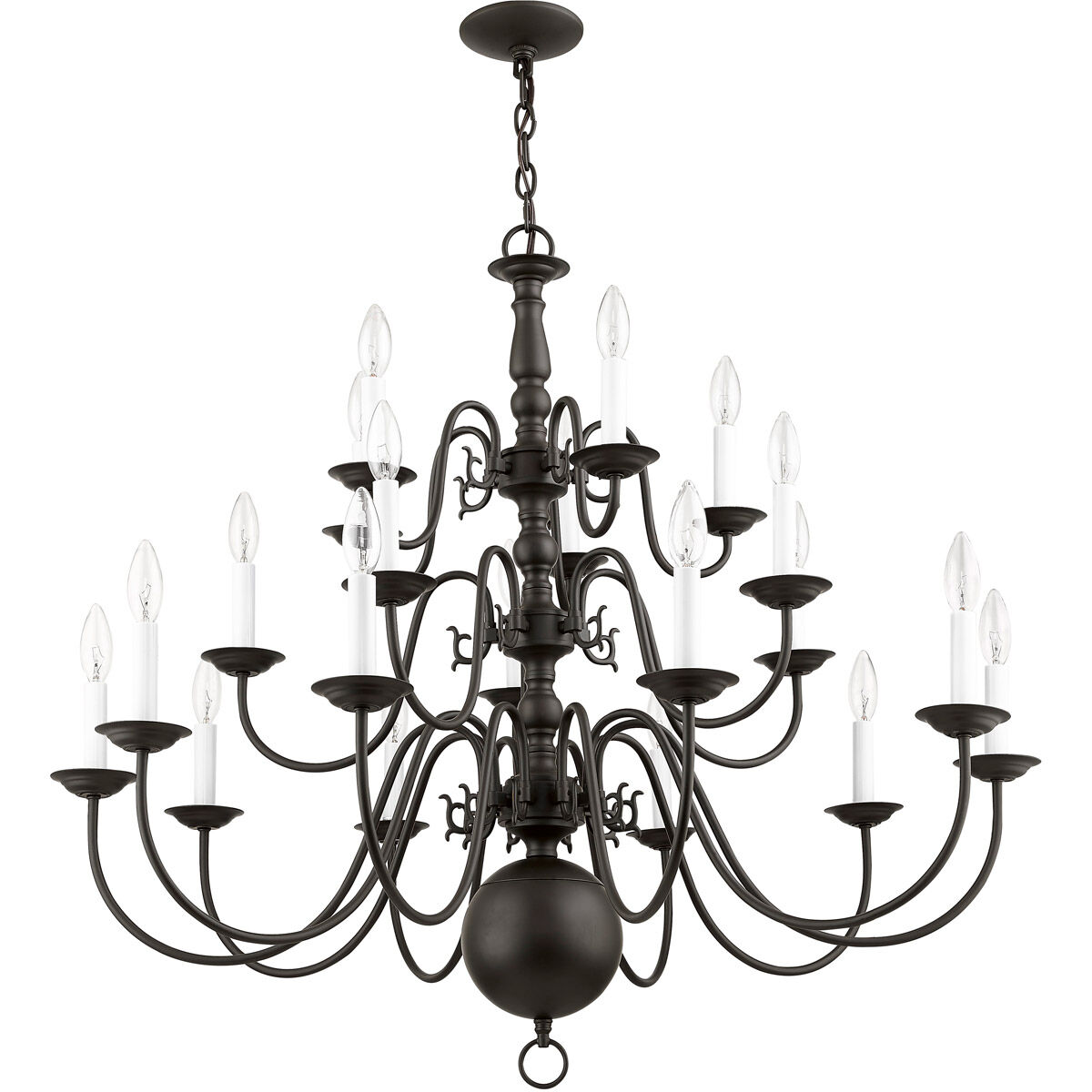 Williamsburgh 20 Light 36 inch Bronze Chandelier Ceiling Light