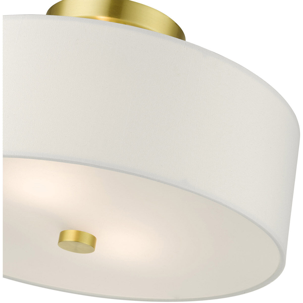 Meridian 2 Light 13 inch Satin Brass Semi Flush Ceiling Light