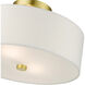 Meridian 2 Light 13 inch Satin Brass Semi Flush Ceiling Light