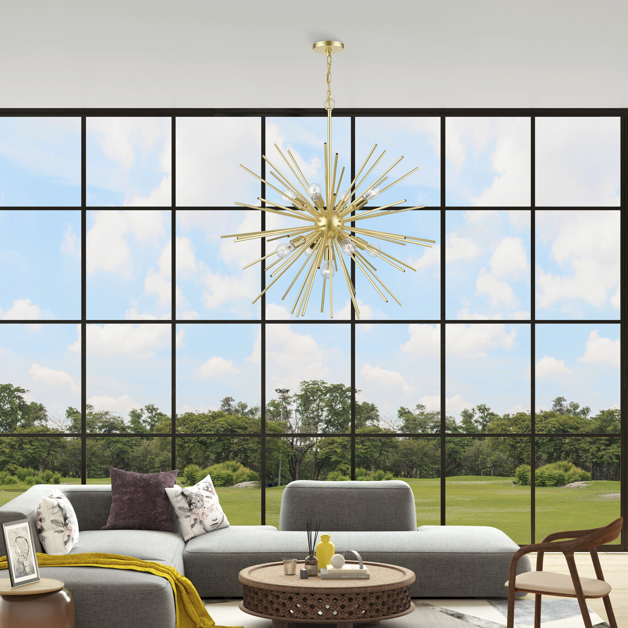 Tribeca 9 Light 34 inch Soft Gold with Polished Brass Accents Foyer Pendant Chandelier Ceiling Light