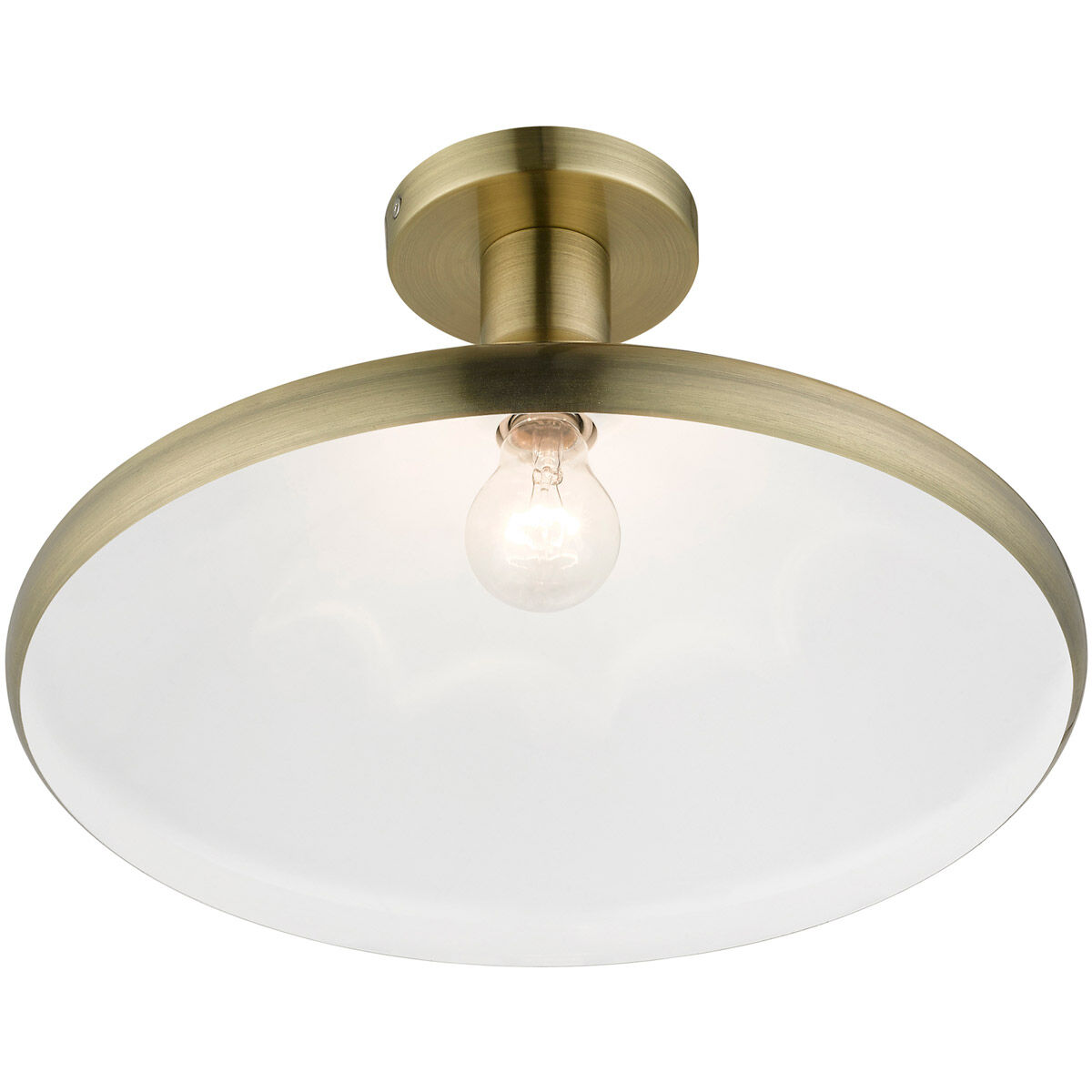 Geneva 1 Light 15 inch Antique Brass Semi-Flush Mount Ceiling Light