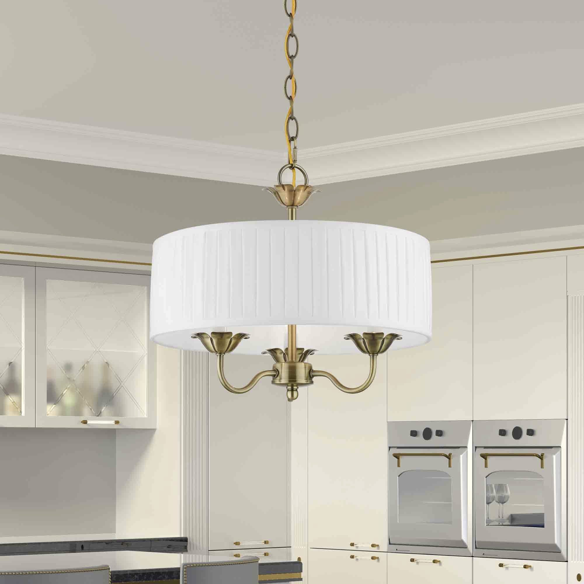Edinburgh 3 Light 16 inch Antique Brass Pendant Chandelier Ceiling Light