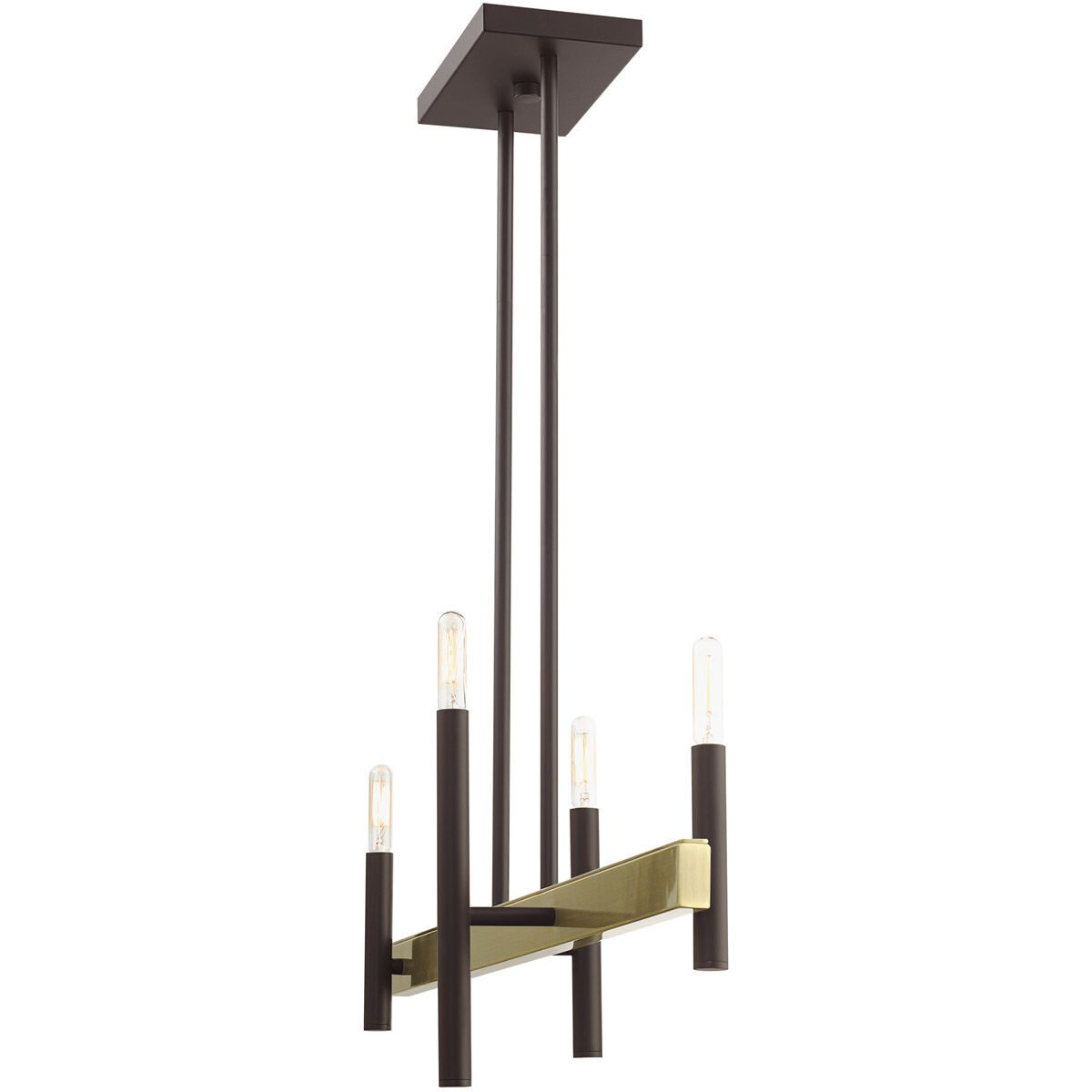 Denmark 4 Light 7.25 inch Bronze with Antique Brass Accents Chandelier Ceiling Light