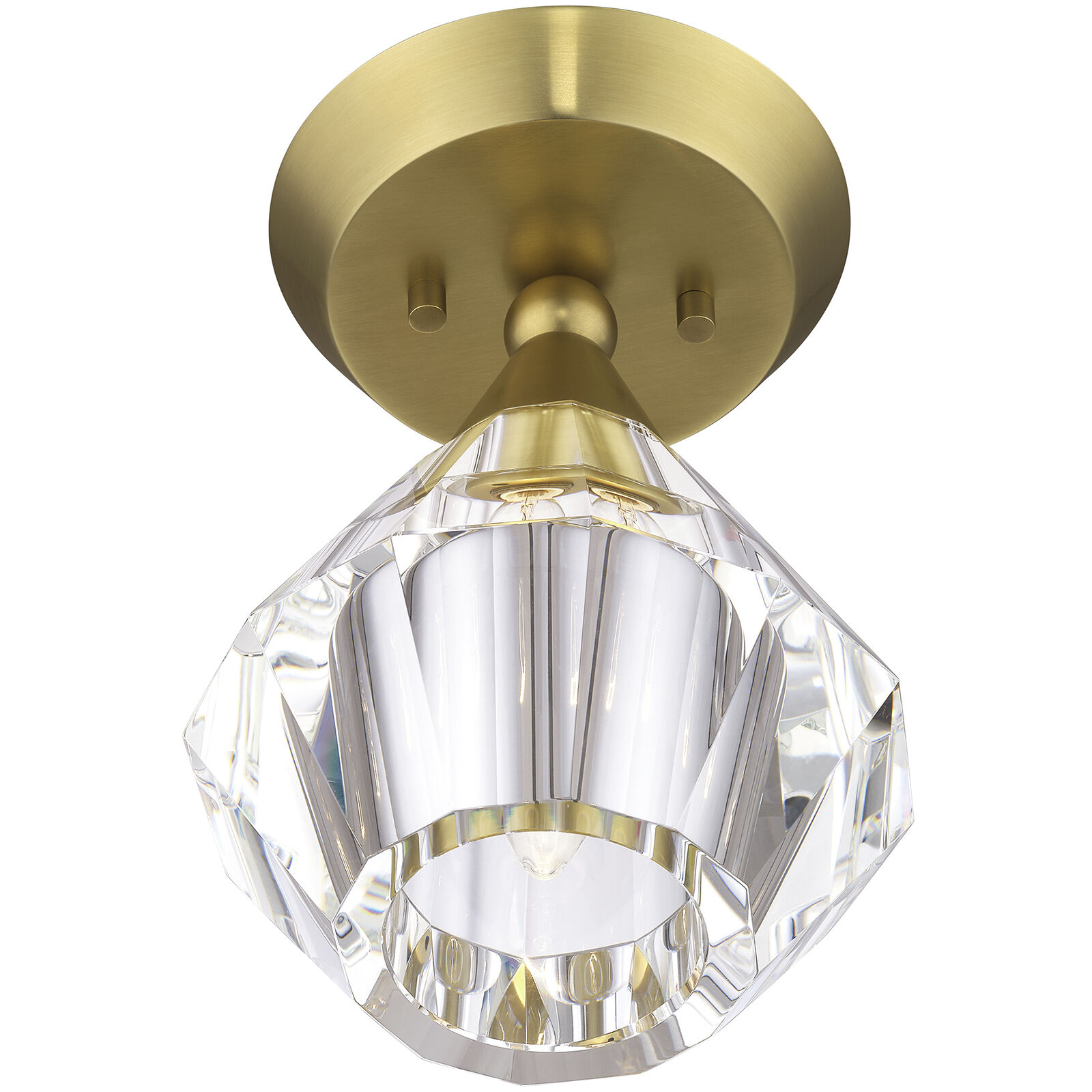 Brussels 1 Light 7 inch Natural Brass Crystal Semi-Flush Ceiling Light