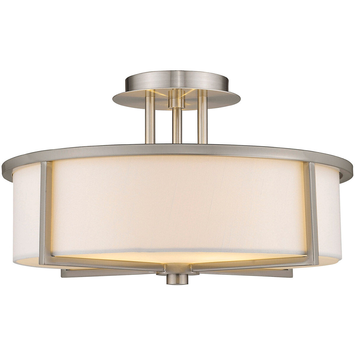 Wesley 3 Light 16 inch Brushed Nickel Semi-Flush Mount Ceiling Light