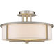 Wesley 3 Light 16 inch Brushed Nickel Semi-Flush Mount Ceiling Light