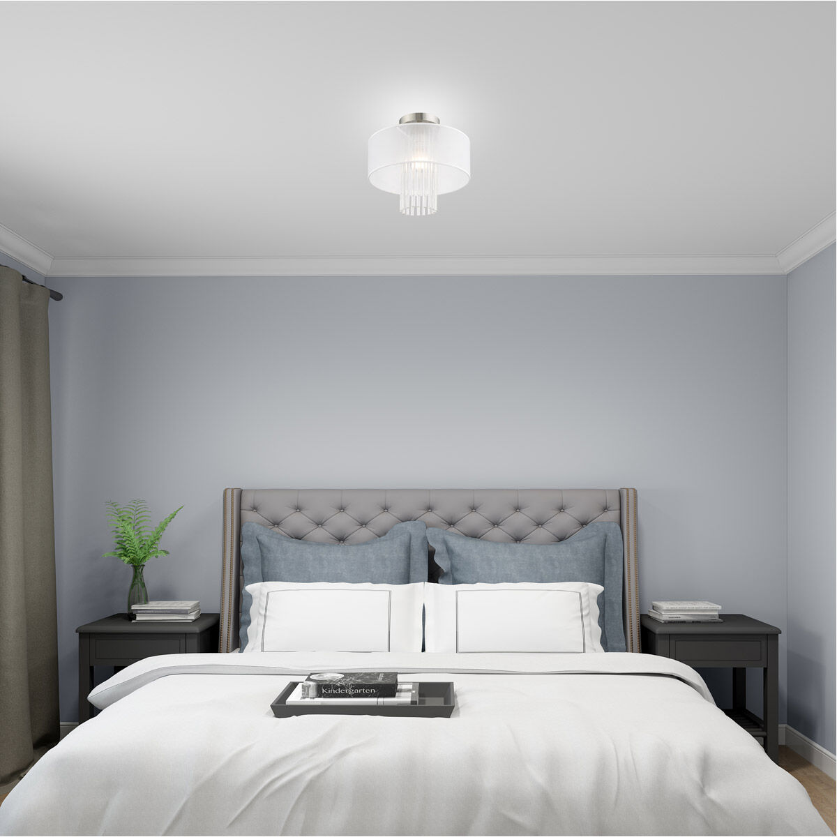 Alexis 1 Light 13 inch Brushed Nickel Semi-Flush Mount Ceiling Light