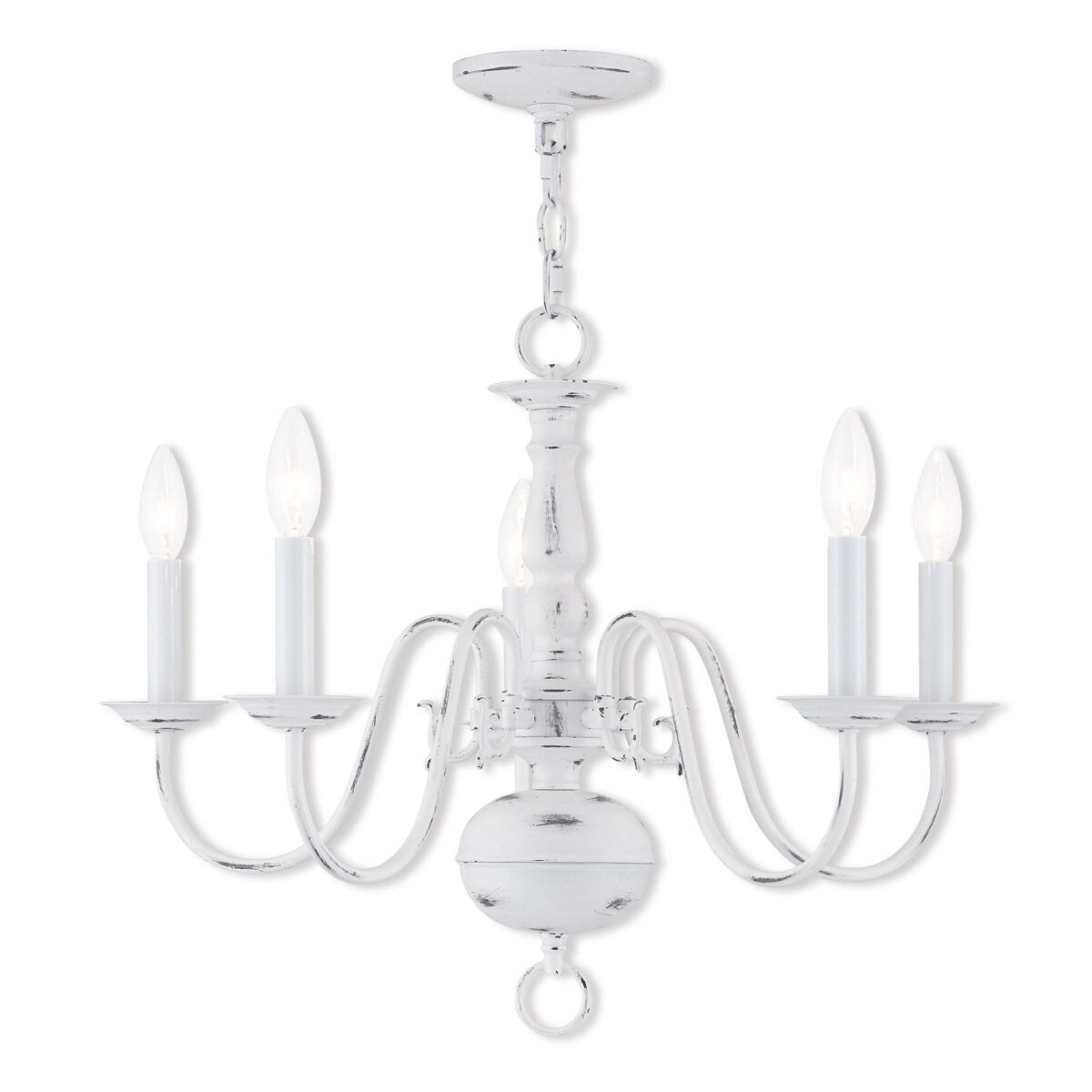 Williamsburgh 5 Light 24 inch Antique White Chandelier Ceiling Light