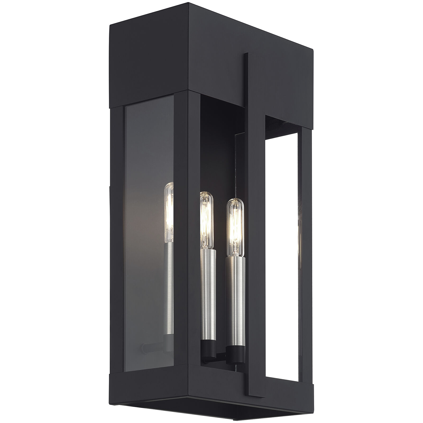 Berksford 3 Light 17 inch Black with Brushed Nickel Candles Outdoor Wall Lantern