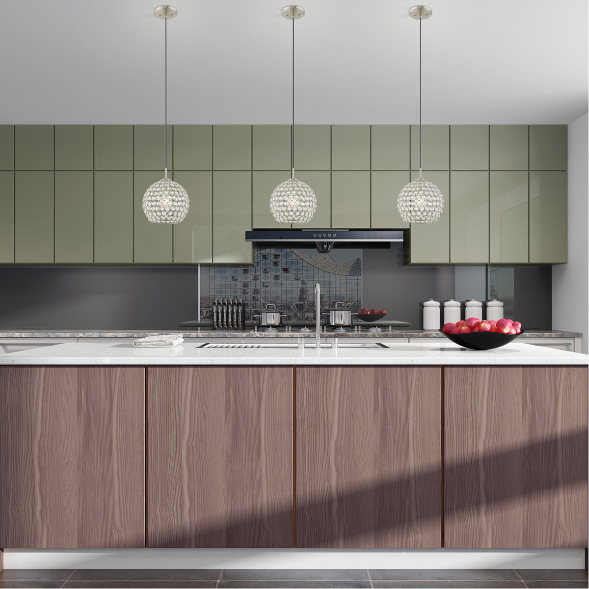 Cassandra 1 Light 9 inch Brushed Nickel Mini Pendant Ceiling Light