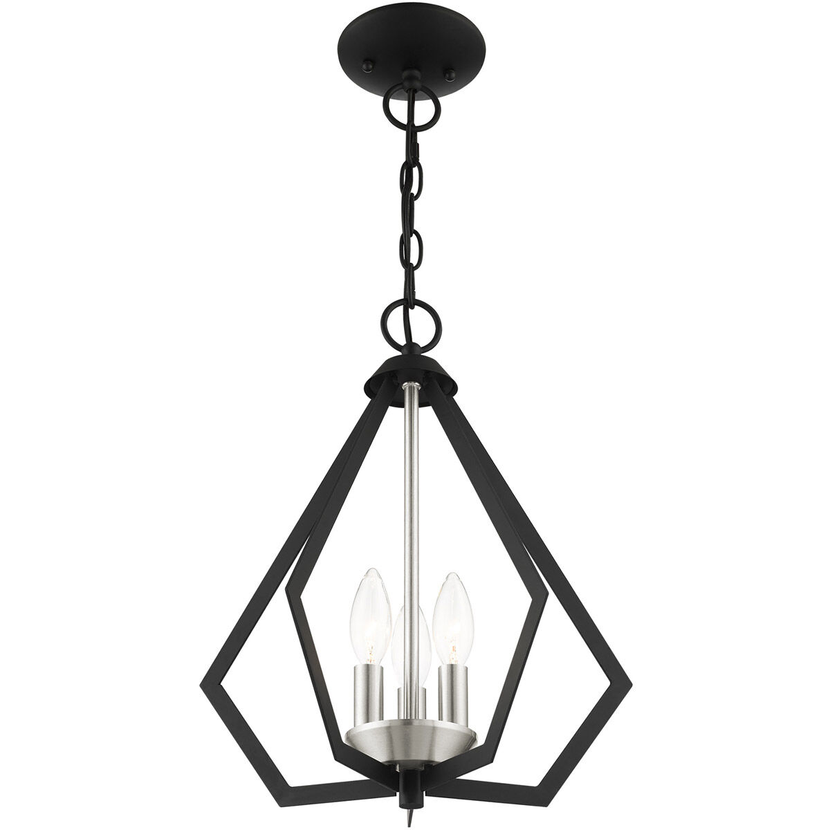 Prism 3 Light 14 inch Black with Brushed Nickel Cluster Convertible Semi Flush/Pendant Ceiling Light