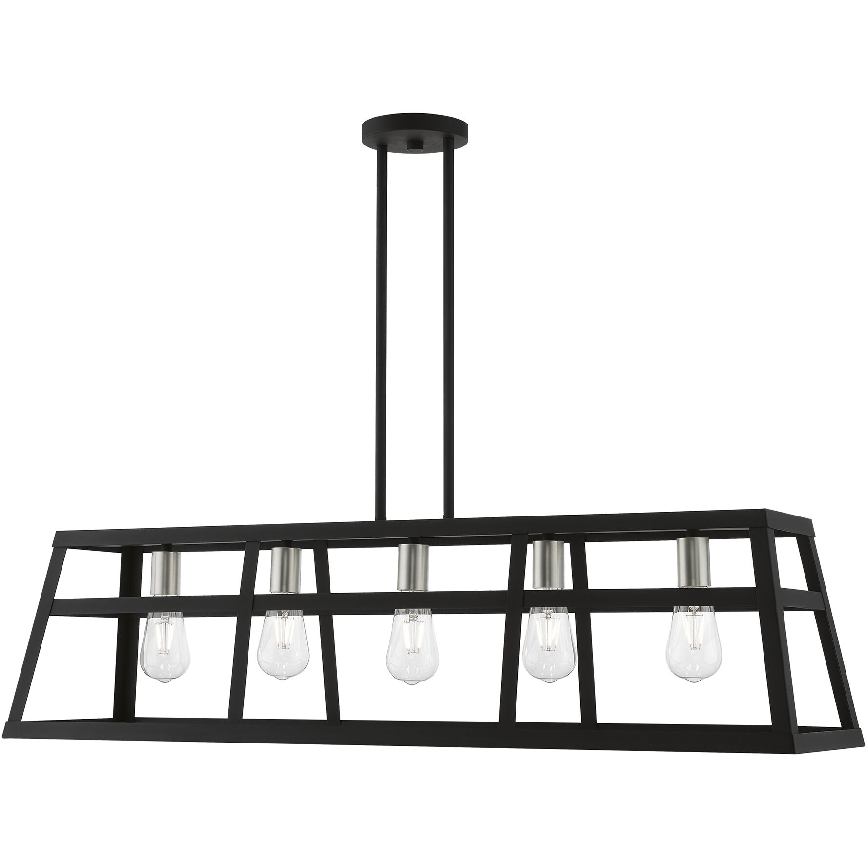 Schofield 5 Light 40 inch Black with Brushed Nickel Accents Linear Chandelier Ceiling Light