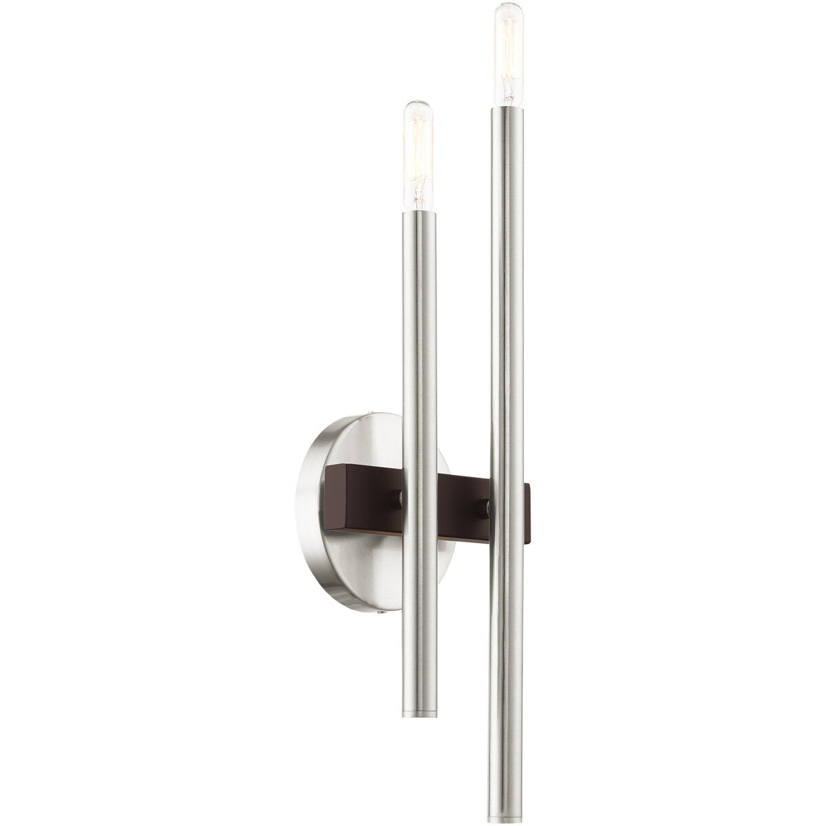 Denmark 2 Light 7 inch Brushed Nickel with Bronze Accents ADA Sconce Wall Light