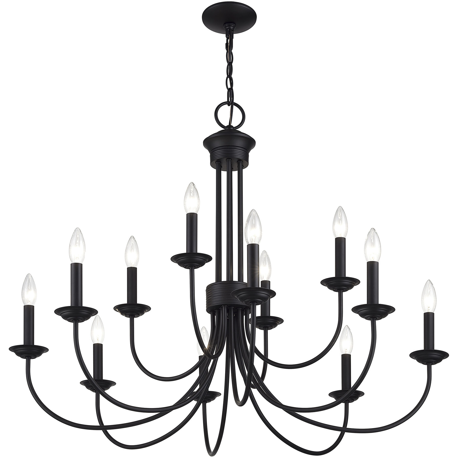 Estate 12 Light 36 inch Black 2-Tier Chandelier Ceiling Light