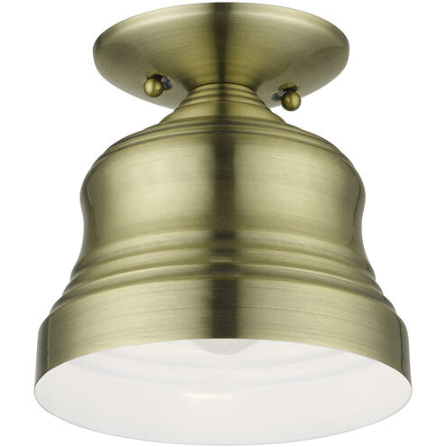 Endicott 1 Light 7 inch Antique Brass Bell Semi-Flush Ceiling Light, Petite