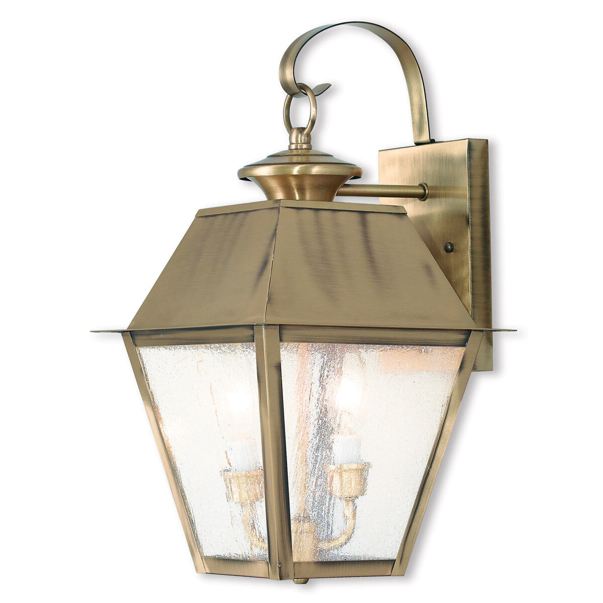 Mansfield 2 Light 17 inch Antique Brass Outdoor Wall Lantern