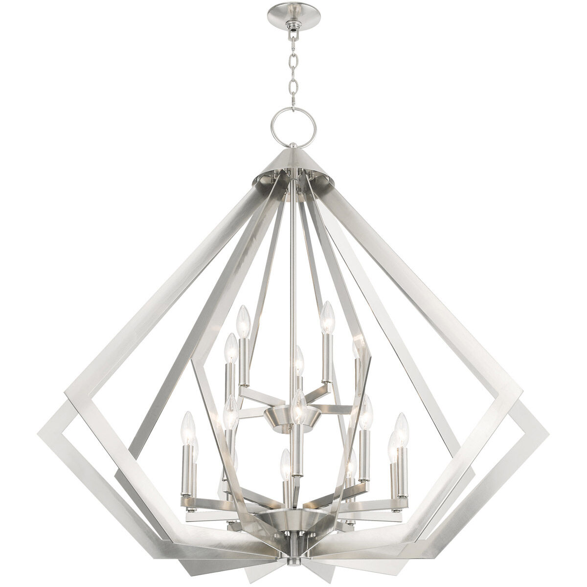 Prism 15 Light 42 inch Brushed Nickel Foyer Chandelier Ceiling Light