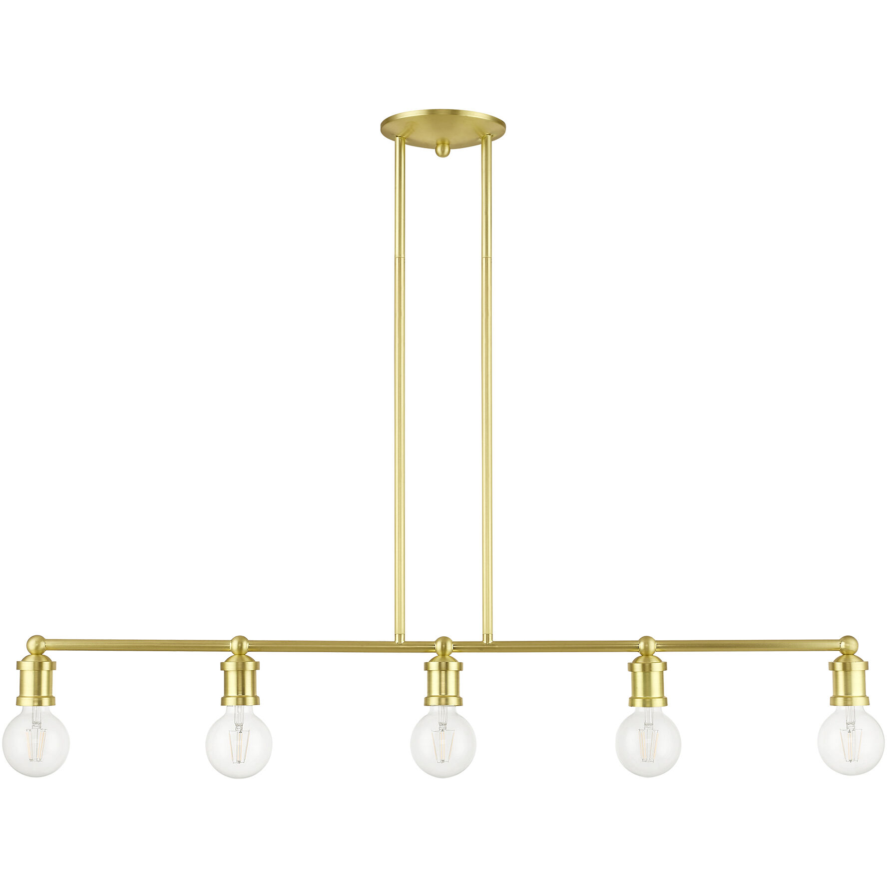 Lansdale 5 Light 40 inch Satin Brass Linear Chandelier Ceiling Light, Large