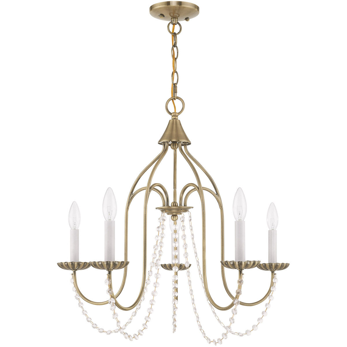 Alessia 5 Light 24 inch Antique Brass Chandelier Ceiling Light