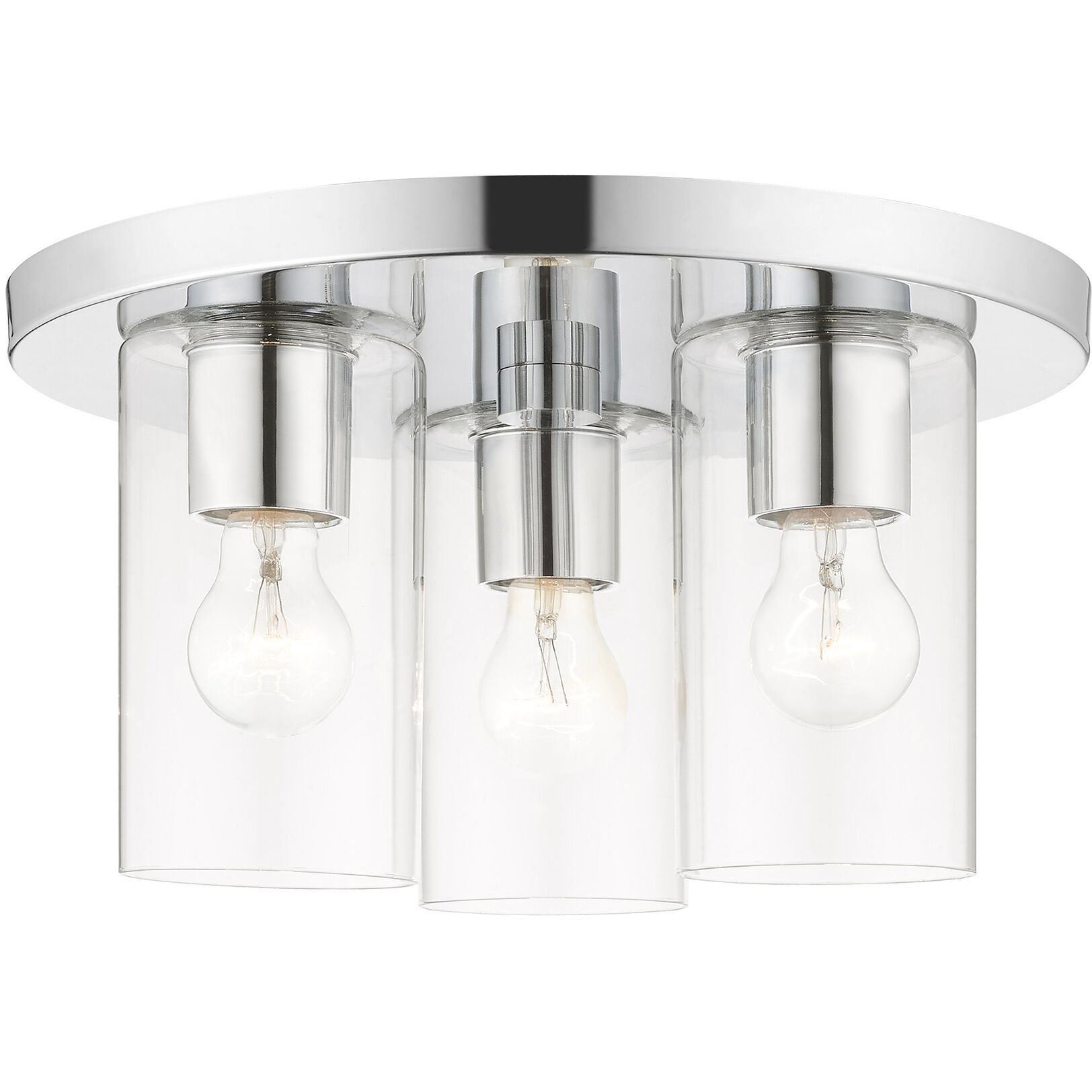 Zurich 3 Light 14 inch Polished Chrome Flush Mount Ceiling Light