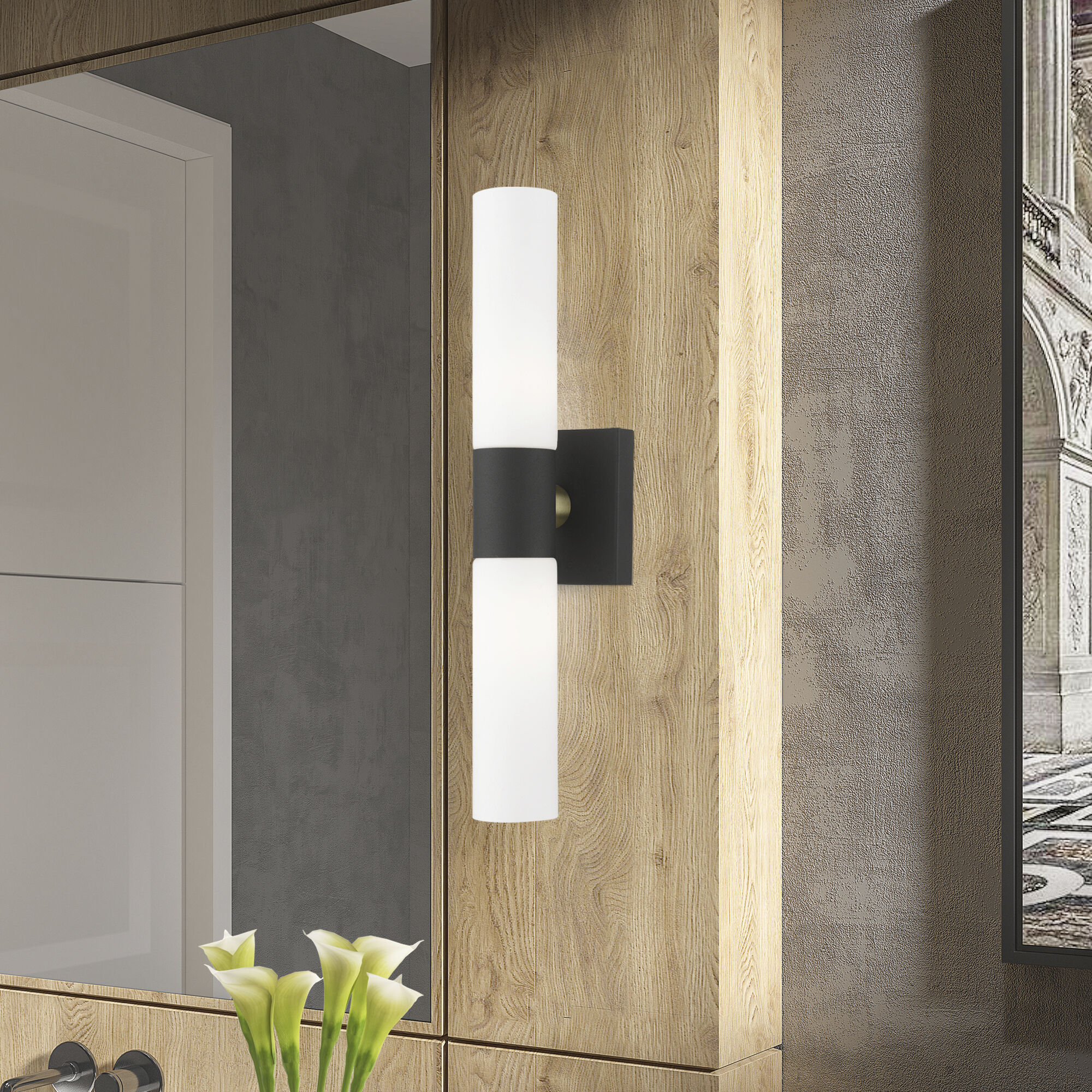 Aero 2 Light 5 inch Textured Black with Antique Brass Accent ADA ADA Wall Sconce Wall Light