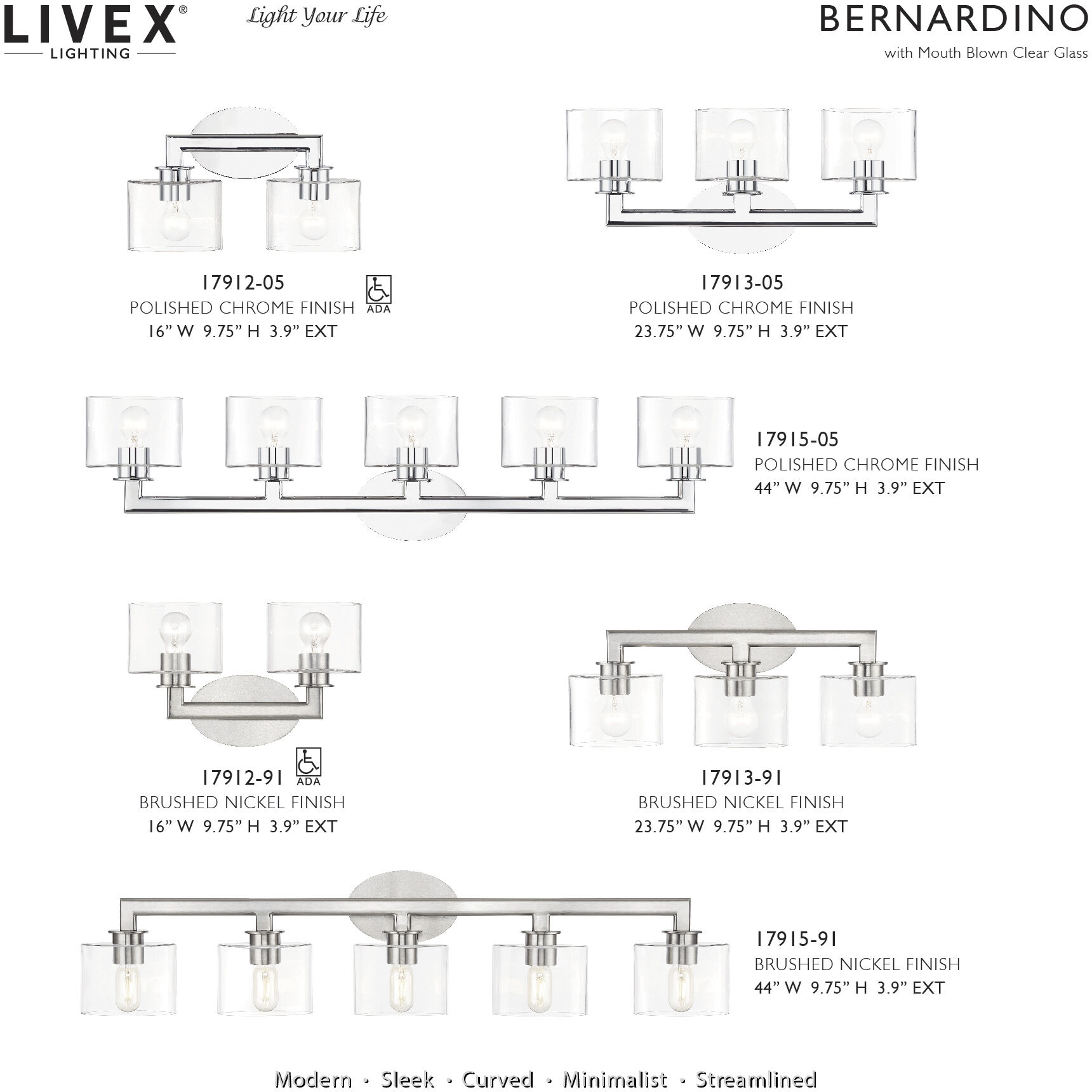 Bernardino 5 Light 44 inch Brushed Nickel Vanity Wall Sconce Wall Light
