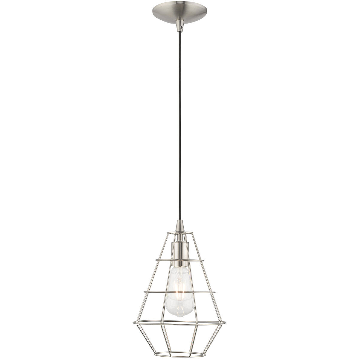 Geometric 1 Light 8 inch Brushed Nickel Mini Pendant Ceiling Light