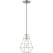 Geometric 1 Light 8 inch Brushed Nickel Mini Pendant Ceiling Light