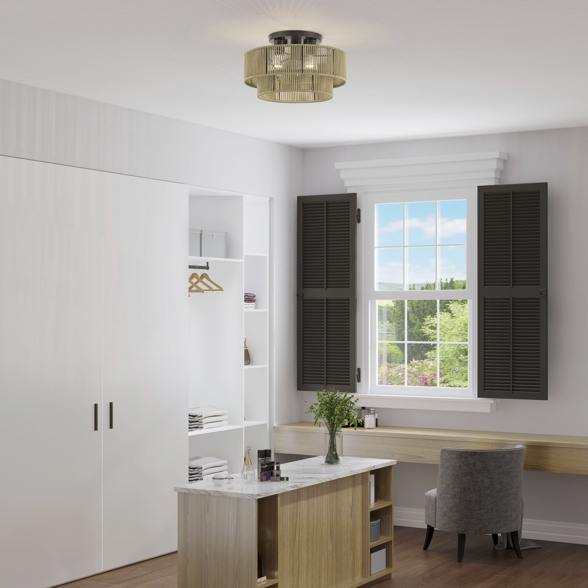 Acordia 3 Light 15 inch English Bronze Semi Flush Mount Ceiling Light, Large